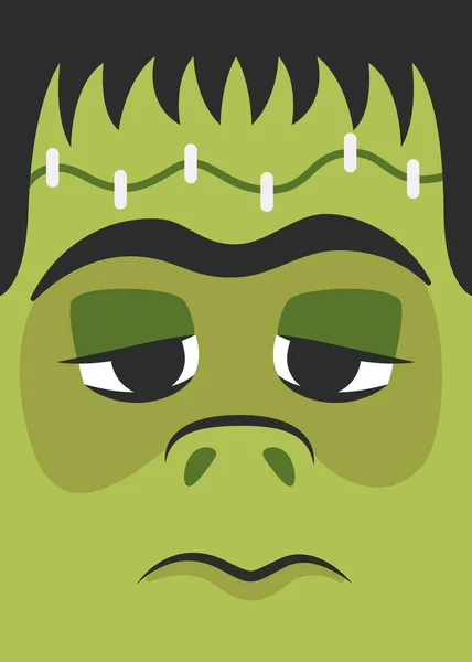 Poszter Frankenstein Szörny Arccal Halloween Plakát Lapos Stílusban — Stock Vector