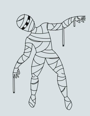 Ana hatlarıyla mumya. Korkunç Cadılar Bayramı karakteri.