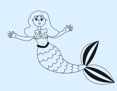 Deniz kızı taslak şeklinde. Güzel peri masalı karakteri.