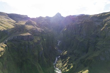 Drone Aerial of Mulagljufur Canyon Lookout Point in Iceland. High quality photo.