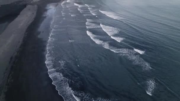 Luftbild Einer Drohne Vom Vestrahorn Black Sand Beach Island Hochwertiges — Stockvideo