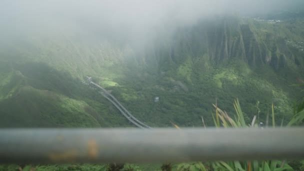 Vistas Desde Escalera Cielo Caminata Por Hawai — Vídeo de stock