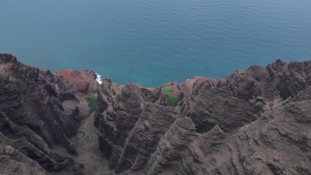 Luchtfoto Van Pali Coast State Park Kauai Hawaï — Stockvideo