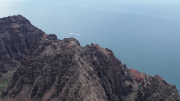 Luchtfoto Van Pali Coast State Park Kauai Hawaï — Stockvideo
