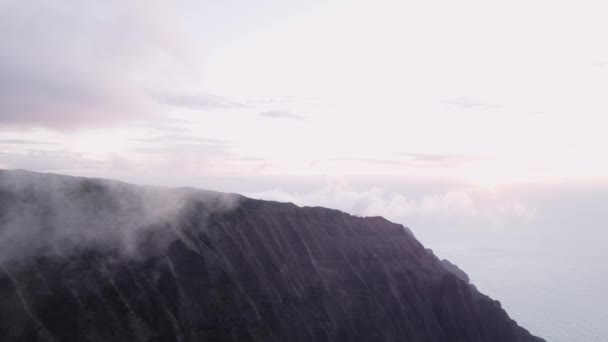 Aerial Pali Coast State Park Στο Kauai Χαβάη Στο Sunset — Αρχείο Βίντεο
