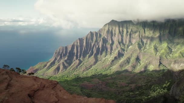 夏威夷考艾岛Na Pali海岸州立公园的空中 — 图库视频影像