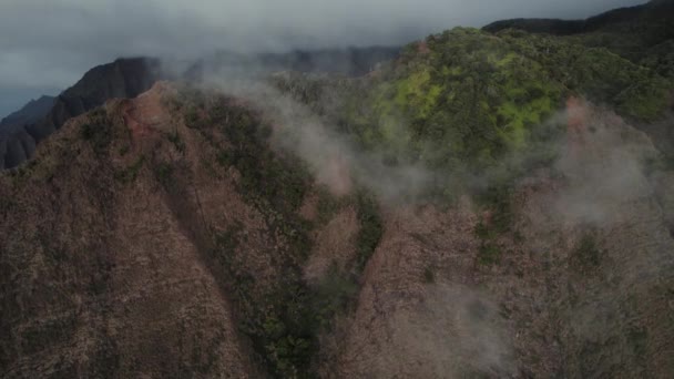 Vue Aérienne Parc National Côte Pali Kauai Hawaï Coucher Soleil — Video