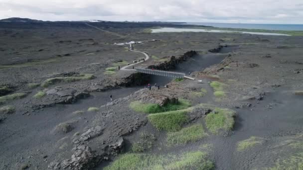 Letecký Most Mezi Kontinenty Islandu — Stock video
