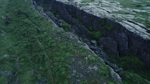 Letecký Dron Národního Parku Thingevellir Islandu — Stock video