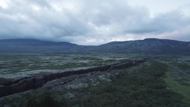 Drone Aerial Thingevellir National Park Islande — Video