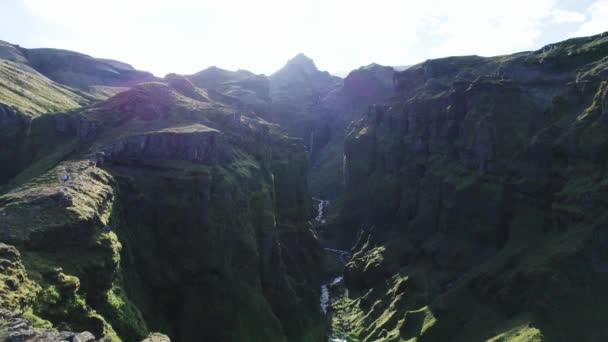 Drohne Vom Mulagljufur Canyon Aussichtspunkt Island — Stockvideo