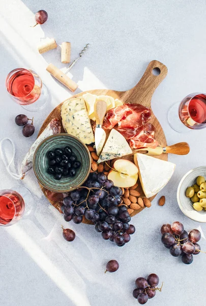 Cheese Board Served Wine Tasting View — Stock Photo, Image