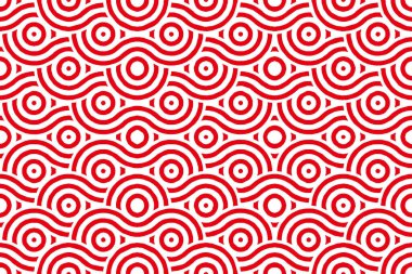 Daireler ve çizgilerle oluşturulmuş vektörsüz geometrik desen. Modern stil yuvarlak çizgili desen. Soyut dekoratif arka plan tekrarlanıyor: