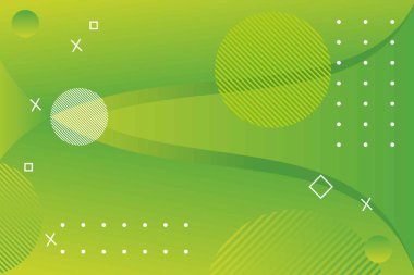 Geometrik şekilli soyut arkaplan. Dinamik soyut kompozisyon Vektör çizimi. Ağ afişleri, posterler, yeşil ve sarı için tasarım elemanı. 10 saniye.