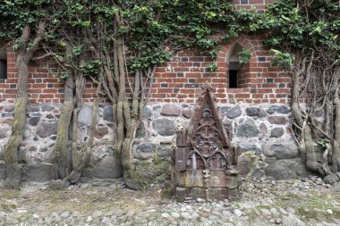 Vine climbing on the wall of a medieval chapel clipart