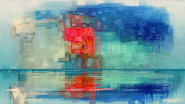 Sztuka Surrealizmu Abstrakcyjne Pociągnięcia Farbą Obraz Olejny Odbicia Wody Morskiej — Zdjęcie stockowe