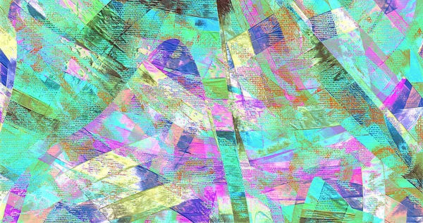Iridescent Digital Artwork Фиолетовые Зеленые Мазки Кистью Холсте Большая Абстрактная — стоковое фото