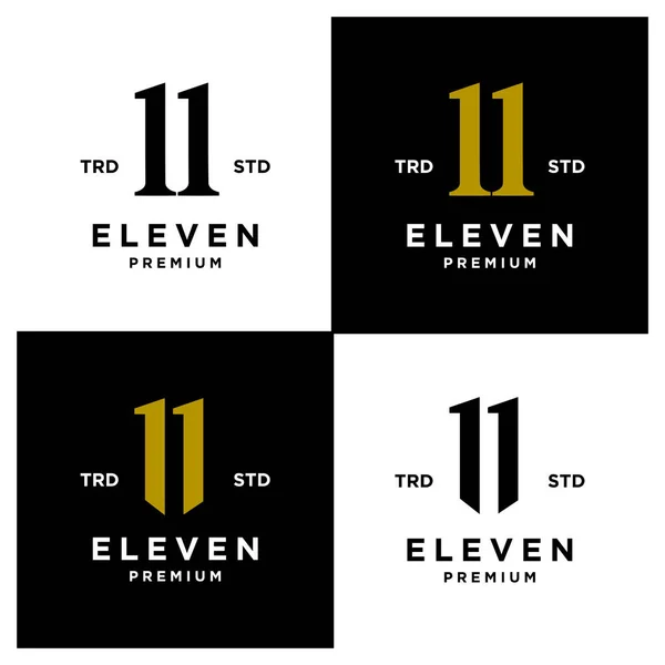 Eleven Initial Number Icon Design Logo Minimal Template Set Collection — Image vectorielle