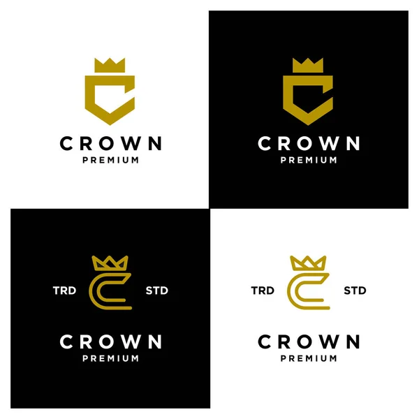 Crown Letter Logo Icon Design Template Modern Set Collection — Stock Vector