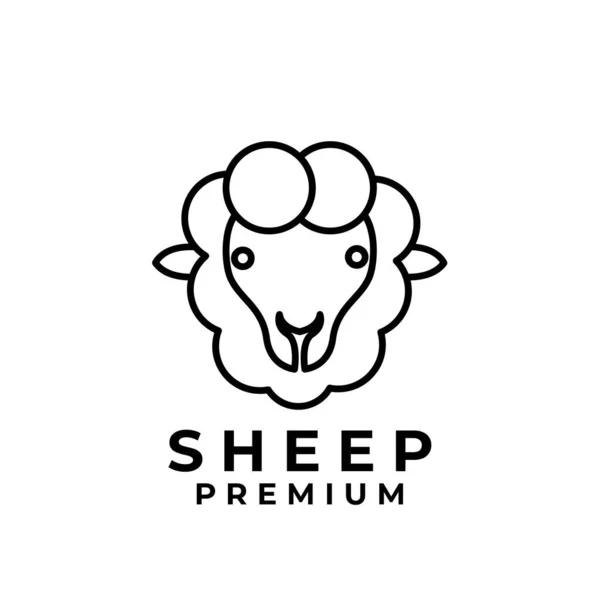 Czarny Sheep Linii Logo Ikona Projekt Ilustracja — Wektor stockowy