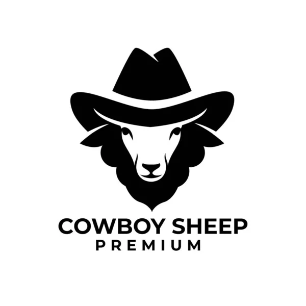 Чорний Ковбой Вівця Логотип Іконка Дизайну Ілюстрація — стоковий вектор
