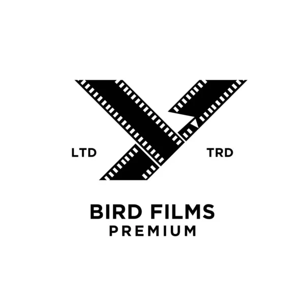 フィルムストリップ鳥のロゴアイコンデザインテンプレート — ストックベクタ