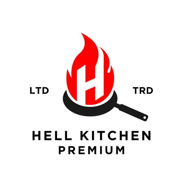 邪悪な地獄キッチンレストランのロゴアイコンデザインテンプレート — ストックベクタ