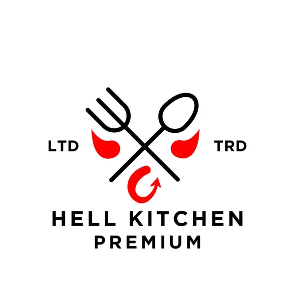邪悪な地獄キッチンレストランのロゴアイコンデザインテンプレート — ストックベクタ