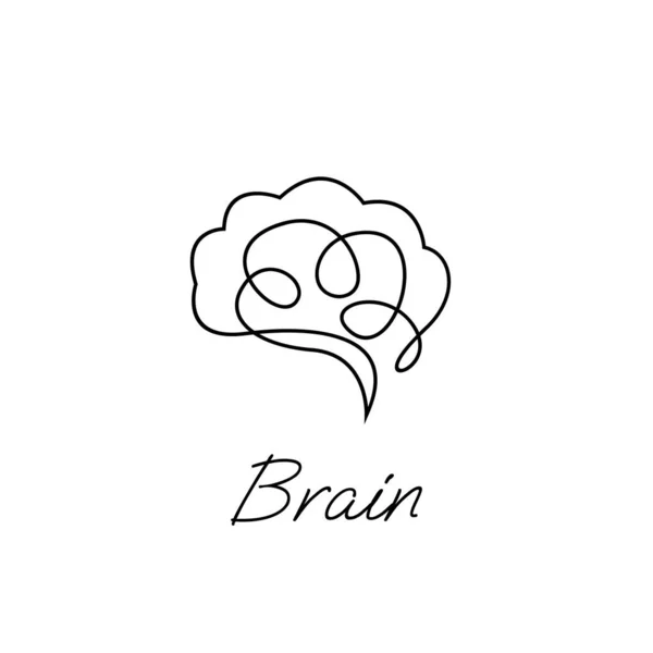 Gehirn Symbol Setzt Einzeilige Illustrationsvorlage Fort — Stockvektor