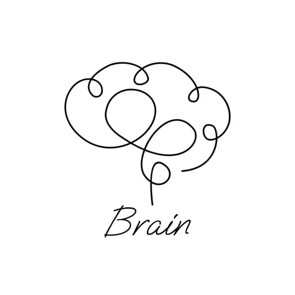 Ikona Mozku Pokračovat Jednořádkové Ilustrační Šabloně — Stockový vektor