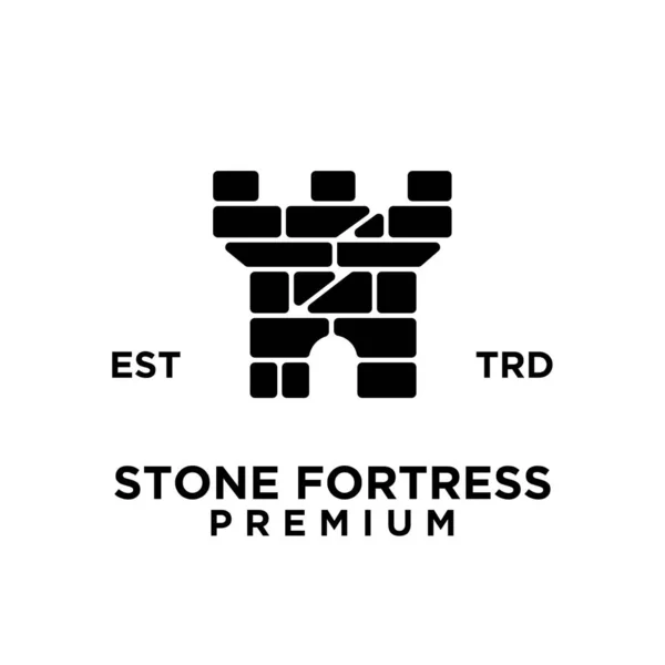Stone Castle Fortress Logo Icon Design Illustration Template — Stock Vector