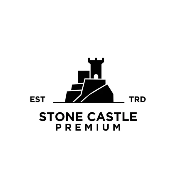 Stone Castle Fortress Logo Icon Design Illustration Template — Stock Vector