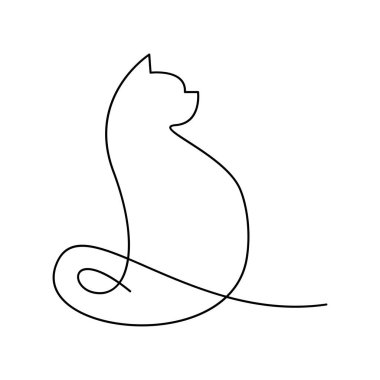Kedi tek satır simgesi tasarımı çizim şablonu
