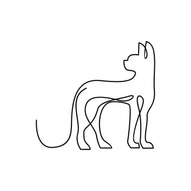 Kedi tek satır simgesi tasarımı çizim şablonu