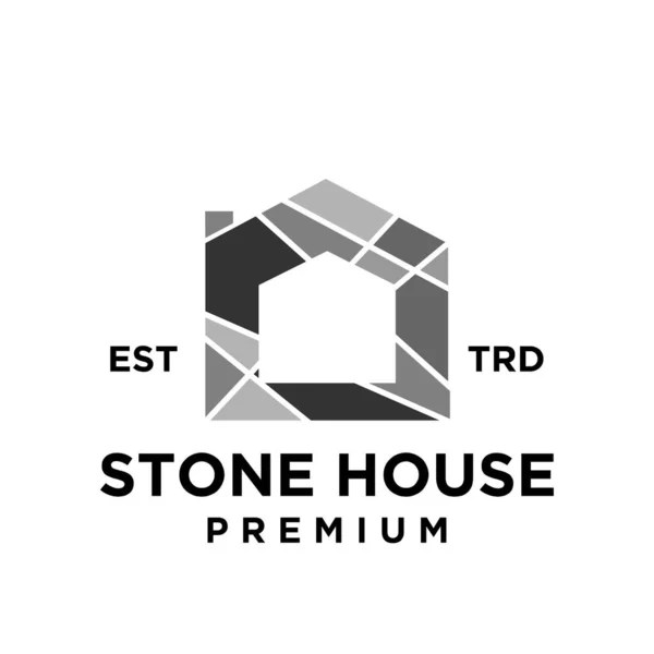 Modelo Ilustração Design Ícone Logotipo Casa Pedra — Vetor de Stock