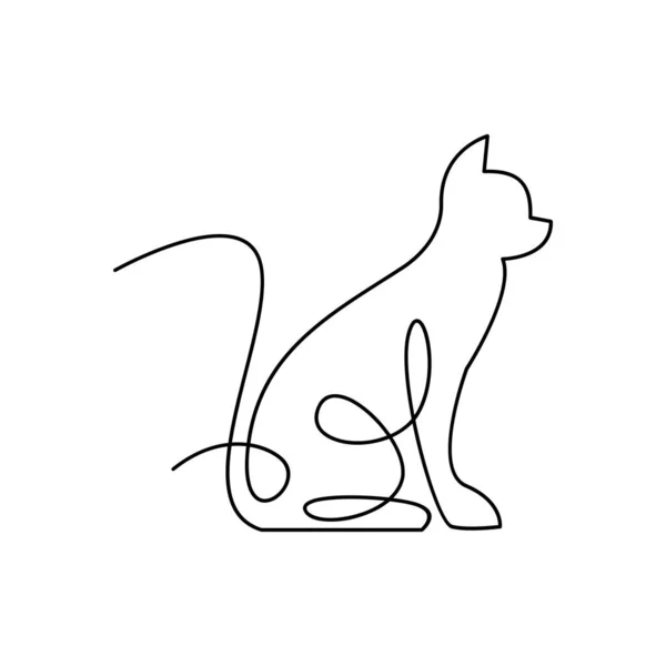Modèle Illustration Conception Icône Cat Single Line — Image vectorielle