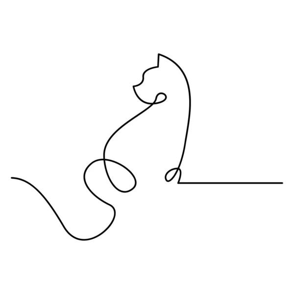 Modello Illustrazione Del Disegno Dell Icona Cat Single Line — Vettoriale Stock