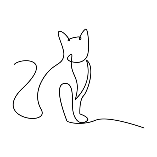 Cat Single Line Icon Design Illustration Template — Stock Vector