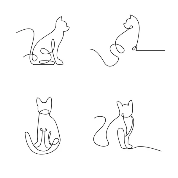Plantilla Ilustración Diseño Icono Línea Única Cat — Vector de stock