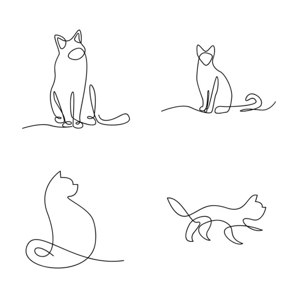 Kot Pojedyncza Linia Ikona Wzór Ilustracji Szablon — Wektor stockowy