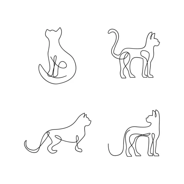 Plantilla Ilustración Diseño Icono Línea Única Cat — Vector de stock