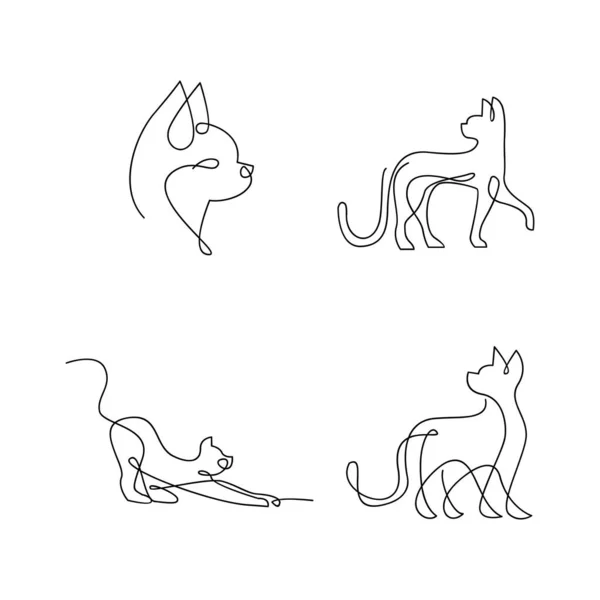 Шаблон Рисунка Иконки Cat Single Line — стоковый вектор