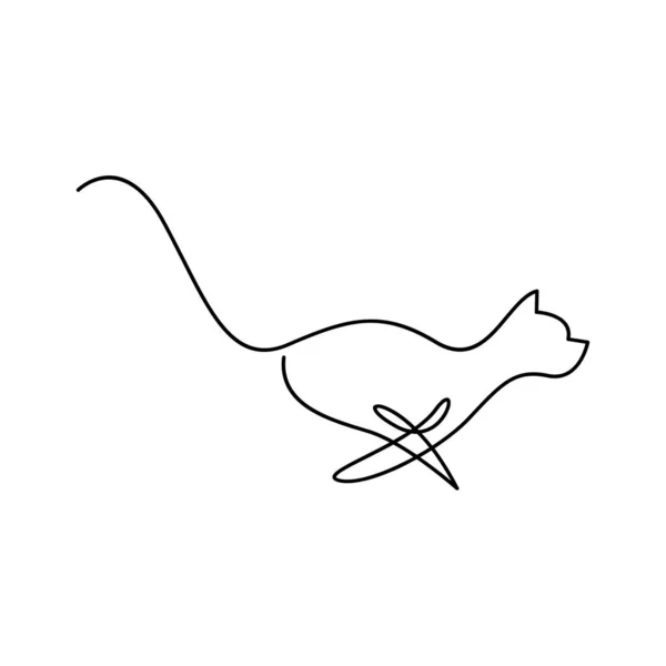 Katt Enda Linje Ikon Design Illustration Mall — Stock vektor