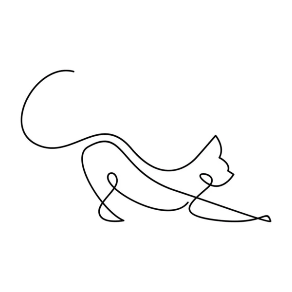 Modello Illustrazione Del Disegno Dell Icona Cat Single Line — Vettoriale Stock