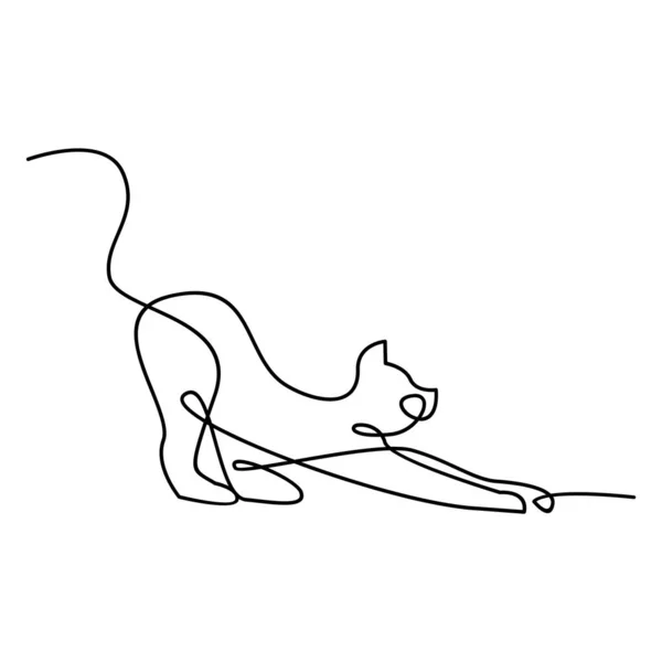 Cat Single Line Ikon Design Illusztráció Sablon — Stock Vector