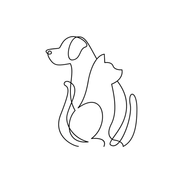 Γάτα Και Σκύλος Γραμμή Ενιαίο Πρότυπο Εικονογράφηση Σχεδιασμό Εικονίδιο — Διανυσματικό Αρχείο