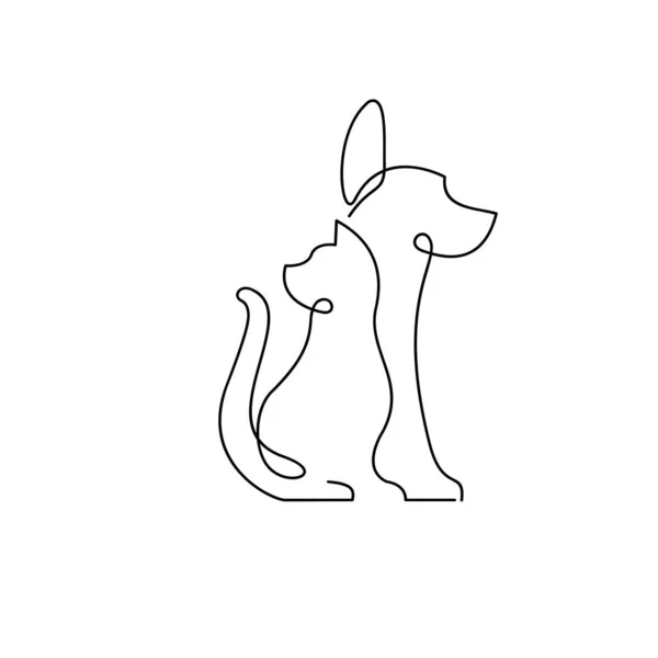 Cat Dog Line Single Icon Design Illustration Template — стоковий вектор