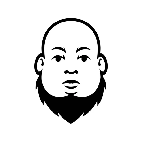 Fat Bald Beard Man Mascot Illustration Template — Stock Vector