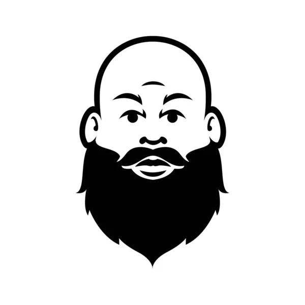 Modèle Illustration Mascotte Barbe Chauve Gras Homme — Image vectorielle