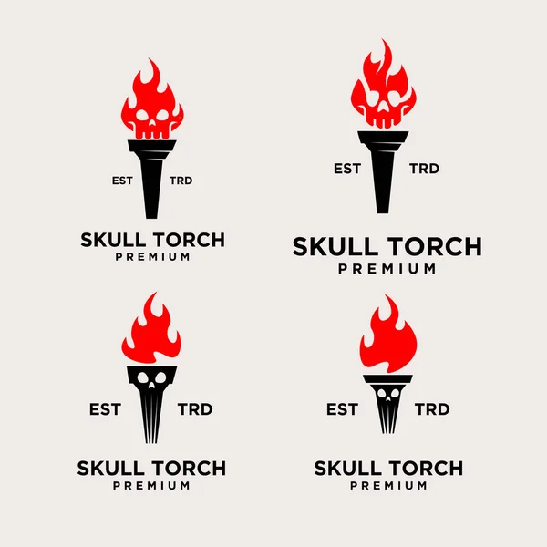 Torch Skull Set Icon Design Illustration Template — Stock Vector